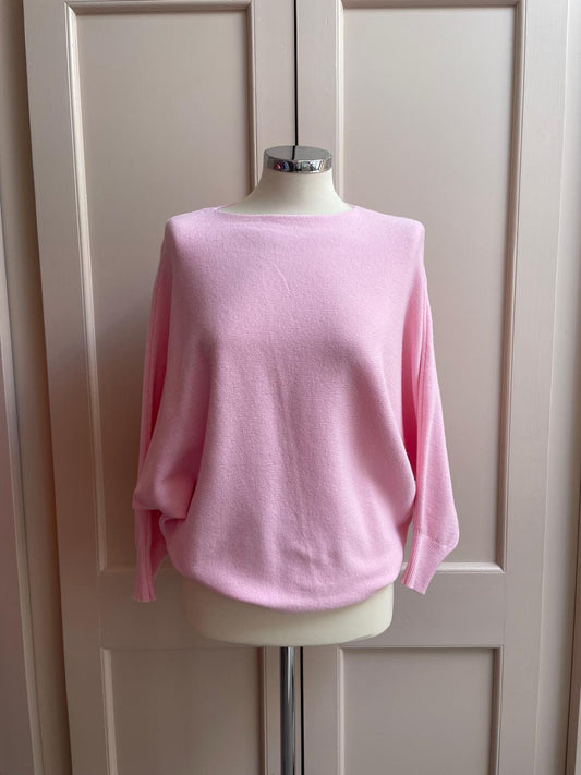 Pearl back button jumper - light pink