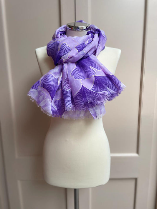 Lotus leaf print scarf - purple