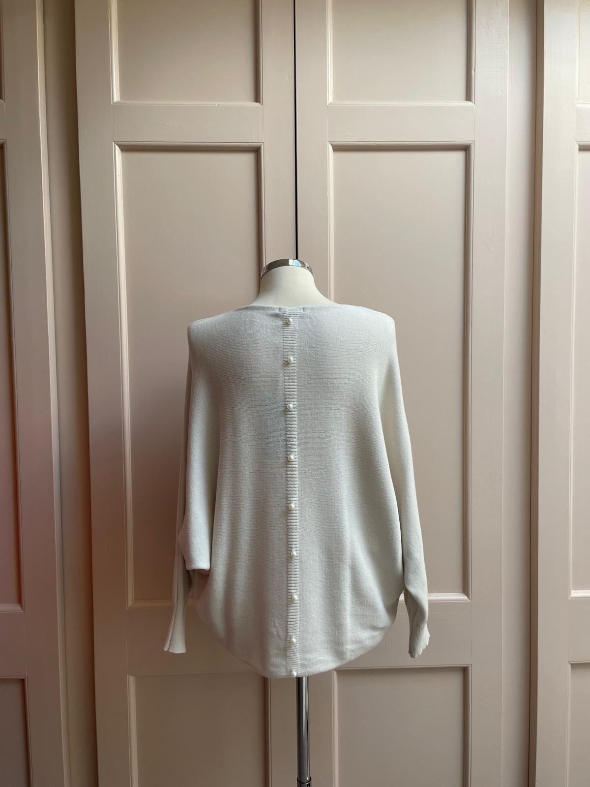 Pearl back button jumper - cream