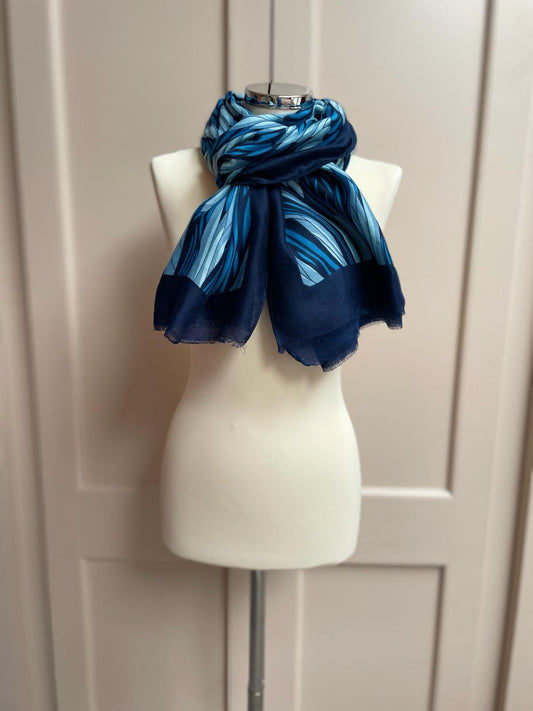 Rope weave print scarf - navy