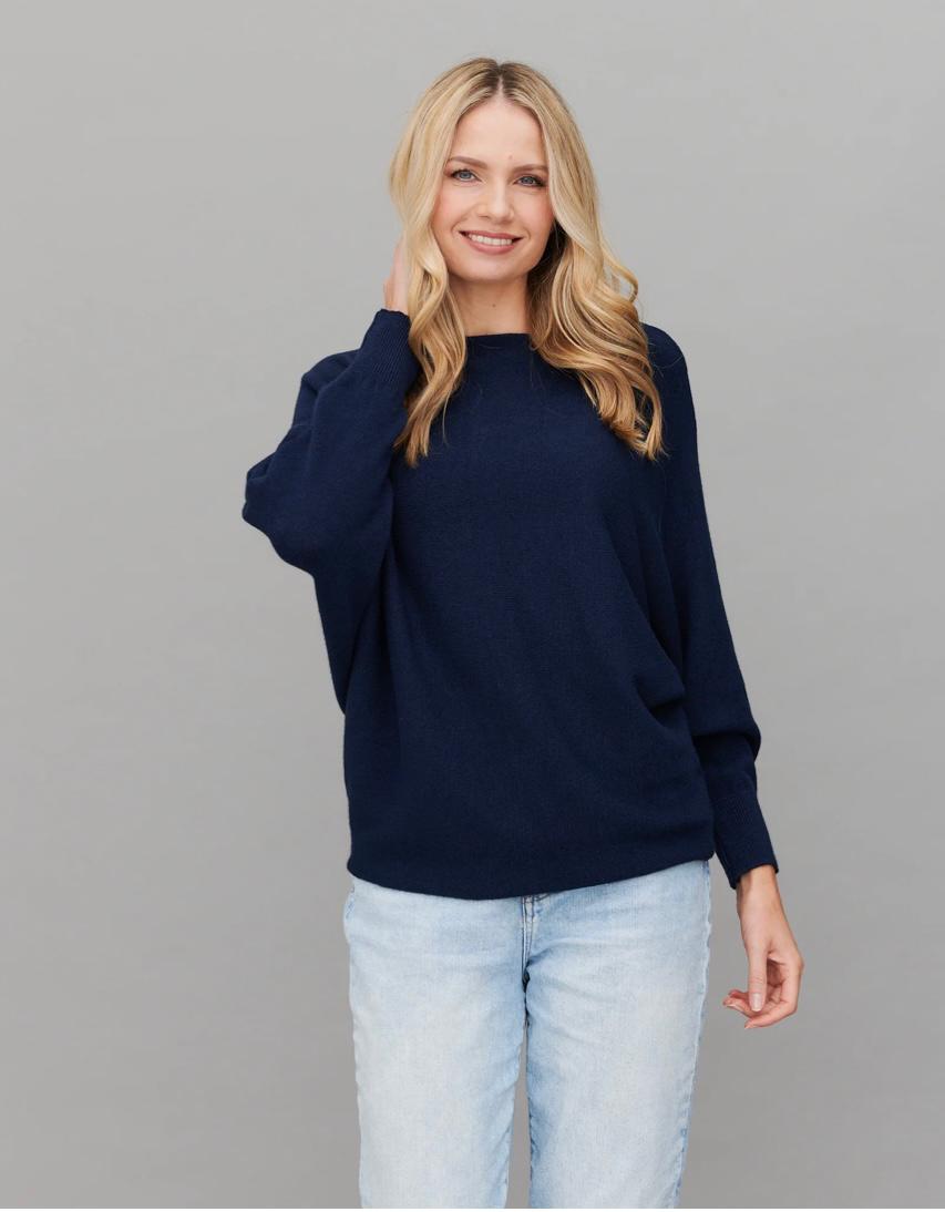 Pearl back button jumper - navy